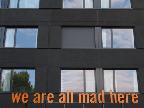Large sign over hotel entrance